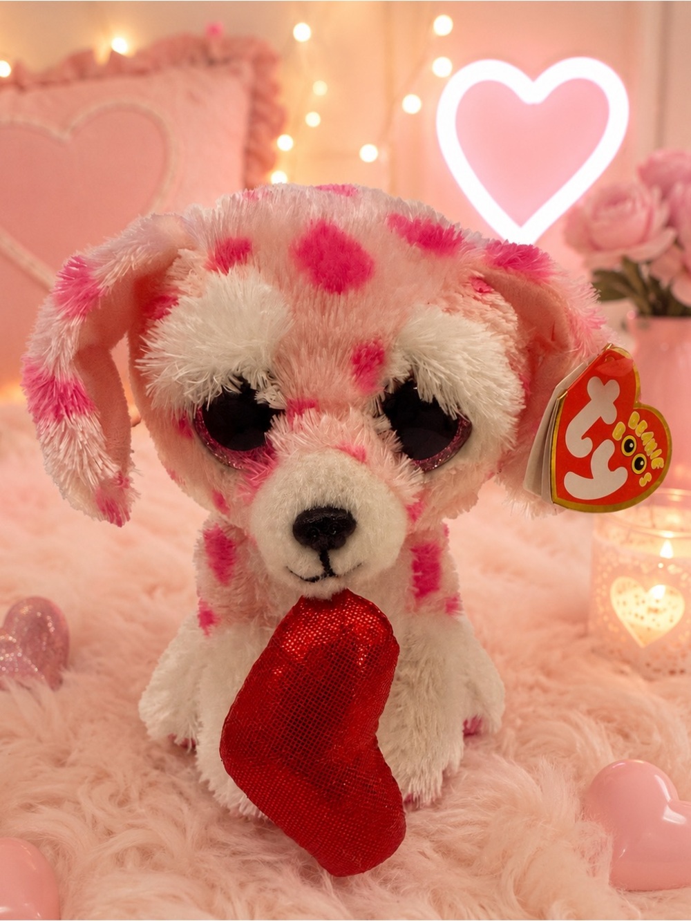NEW Ty Beanie Boo Rory Valentine Dog 6” NWT